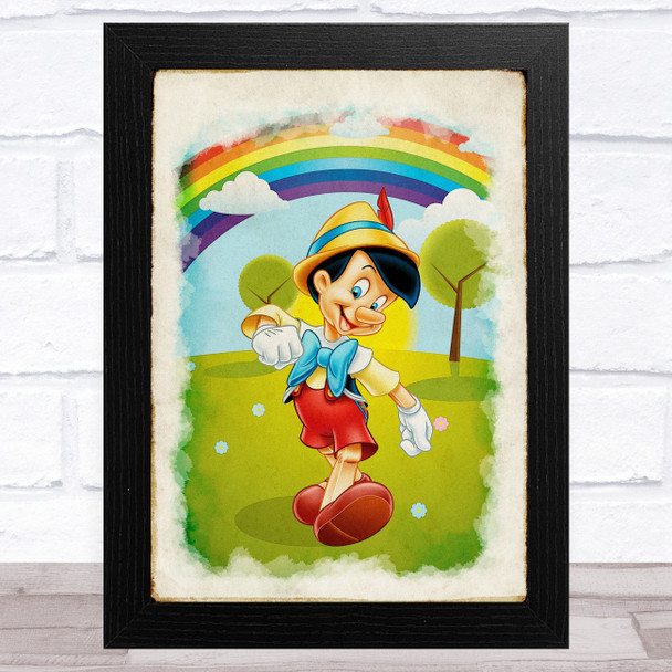Pinocchio Colourful Vintage Children's Kid's Wall Art Print - The