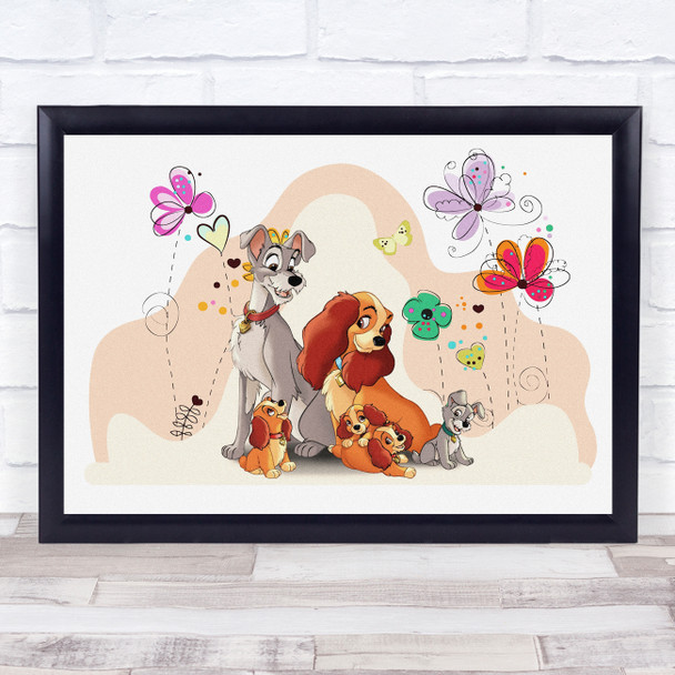 Lady And The Tramp Cute Children's Kid's Wall Art Print
