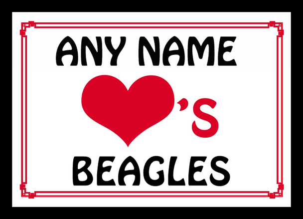 Love Heart Beagles Personalised Mousemat