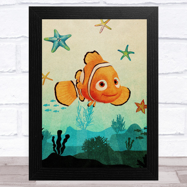 Finding Nemo Retro Children's Kid's Wall Art Print