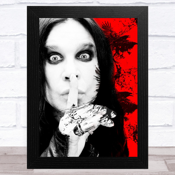 Ozzie Osbourne Distressed Crows Red Celeb Wall Art Print