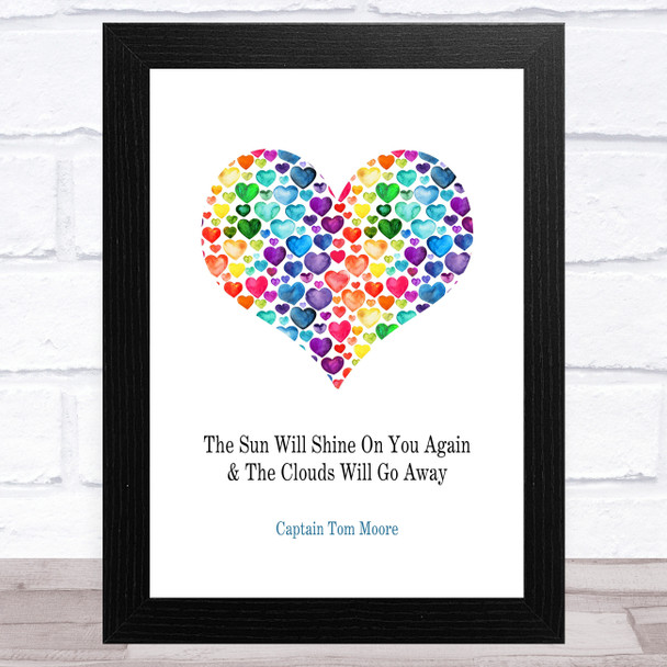 Captain Tom The Sun Will Shine Again Watercolour Hearts Statement Wall Art Print
