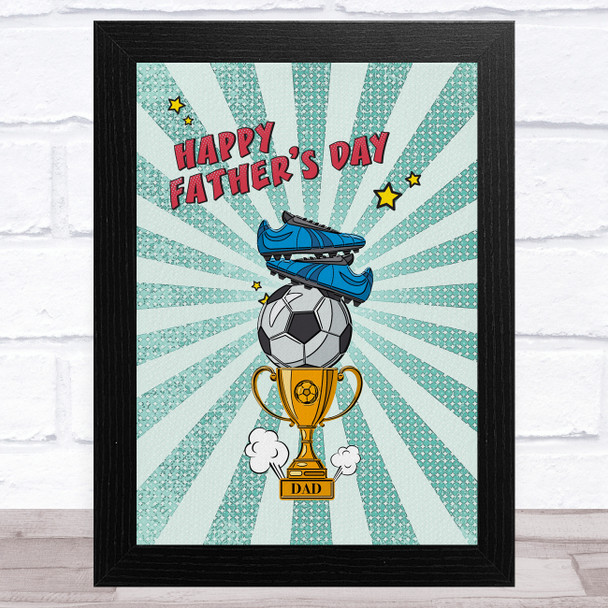 Comic Style Football Trophy Dad Father's Day Gift Wall Art Print