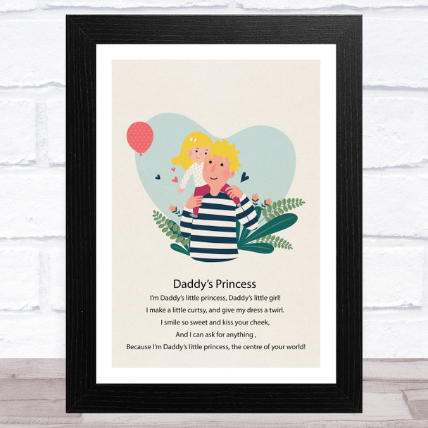 Daddy's Princess Design 2 Dad Father's Day Gift Wall Art Print