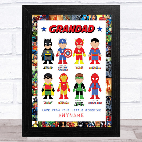 Grandad Like My Favourite Super Hero's Personalised Dad Father's Day Gift Print