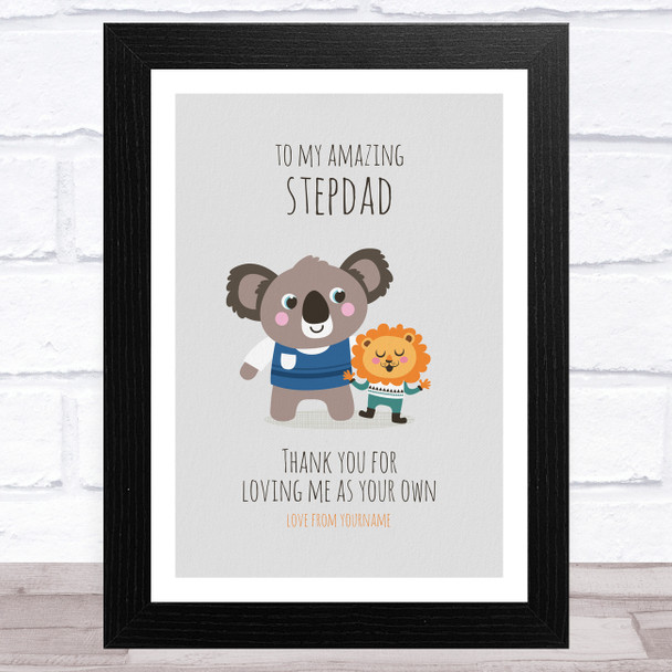 Lion To My Amazing Stepdad Personalised Dad Father's Day Gift Wall Art Print