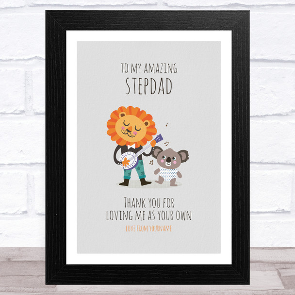 To My Amazing Stepdad Lion Personalised Dad Father's Day Gift Wall Art Print