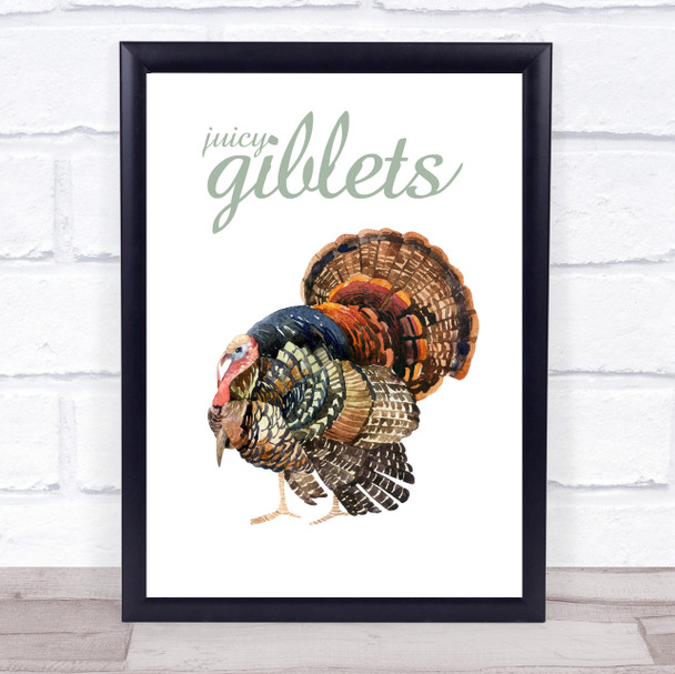 Funny Painted Turkey Juicy Giblets Watercolour Wall Art Print