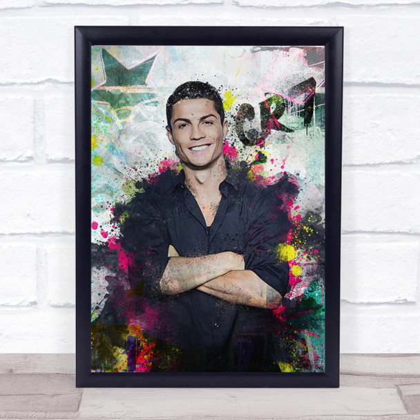 Cristiano Ronaldo Colourful Splatter Graffiti Wall Art Print