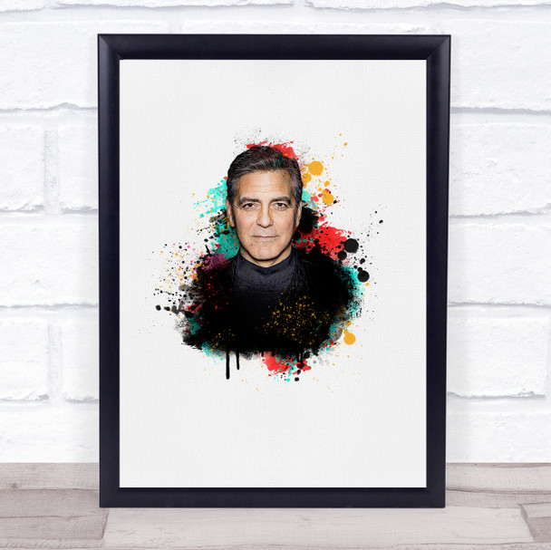 George Clooney Watercolour Splatter Drip Wall Art Print