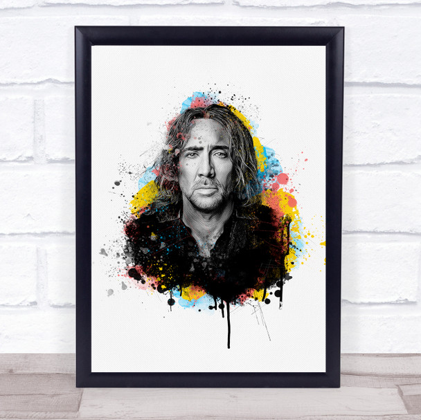 Nicolas Cage Watercolour Splatter Drip Wall Art Print