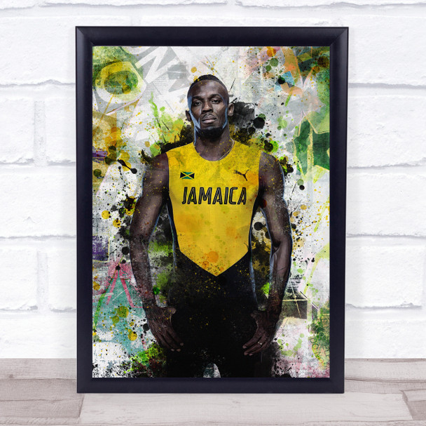 Usain Bolt Graffiti Jamaica Splatter Wall Art Print