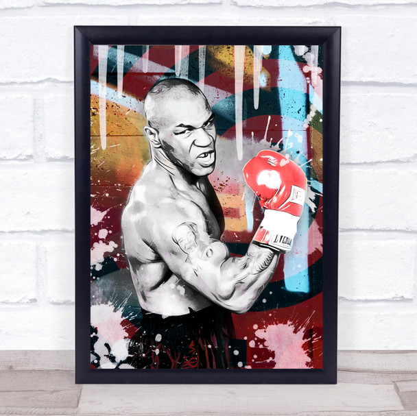 Mike Tyson Graffiti Splatter Grunge Wall Art Print