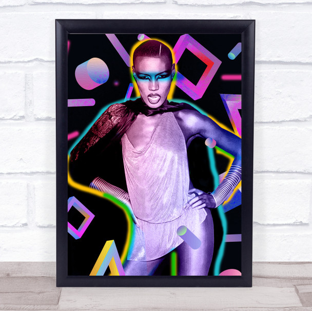 Grace Jones Colourful Retro Shapes Wall Art Print