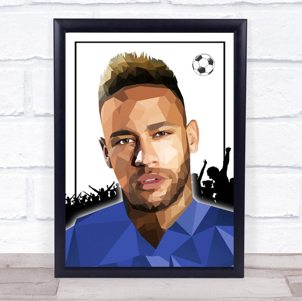 Neymar Polygon Football & Crowd Wall Art Print