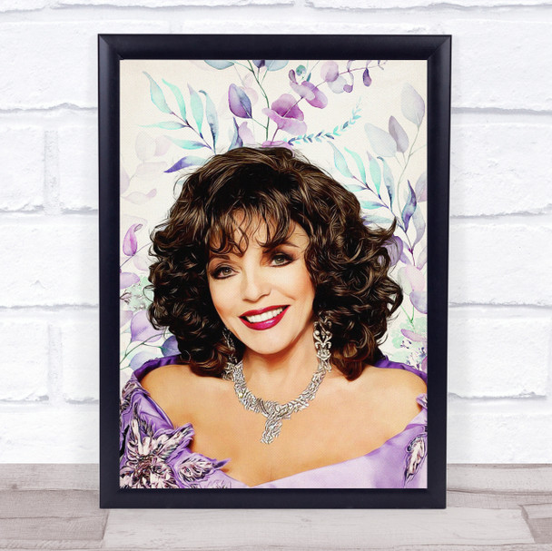 Joan Collins Pink and Blue Floral Wall Art Print