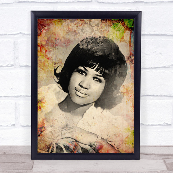 Aretha Franklin Retro Grunge Wall Art Print