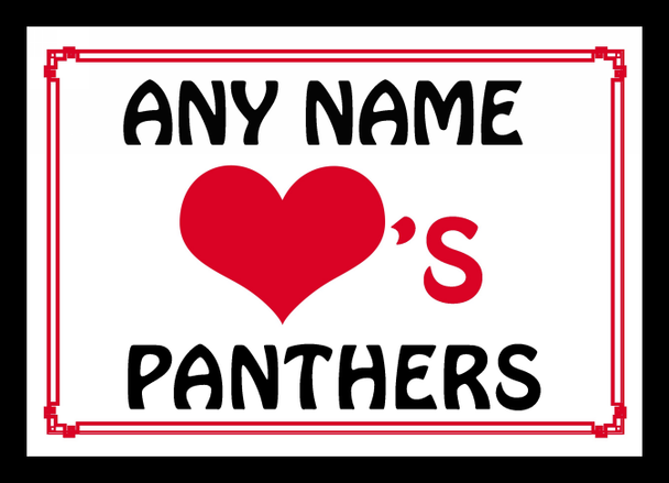 Love Heart Panthers Personalised Mousemat