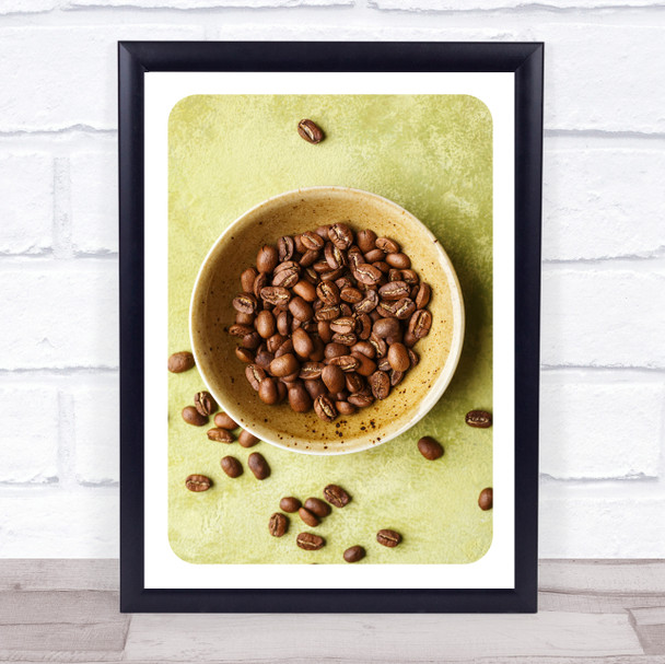 Coffee Cup Rustic Bowl With Beans Photograph Wall Art Print