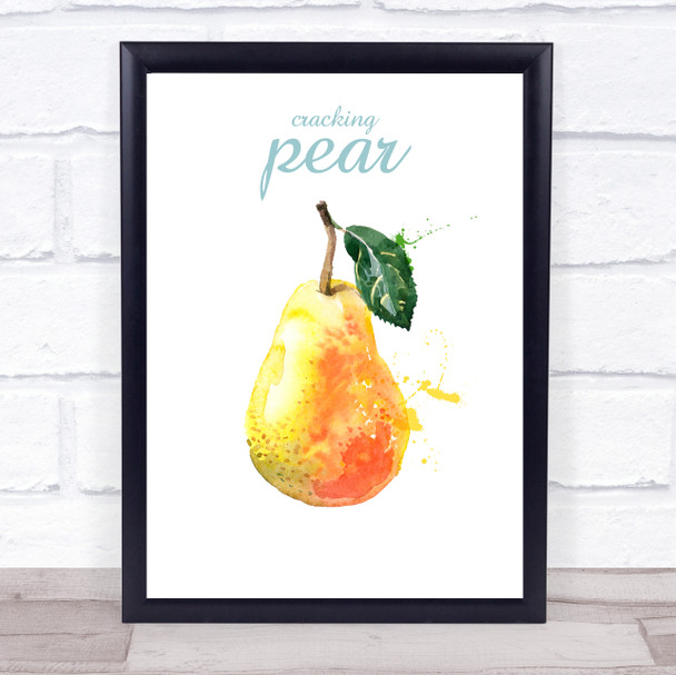 Funny Fruit Cracking Watercolour Pear Wall Art Print