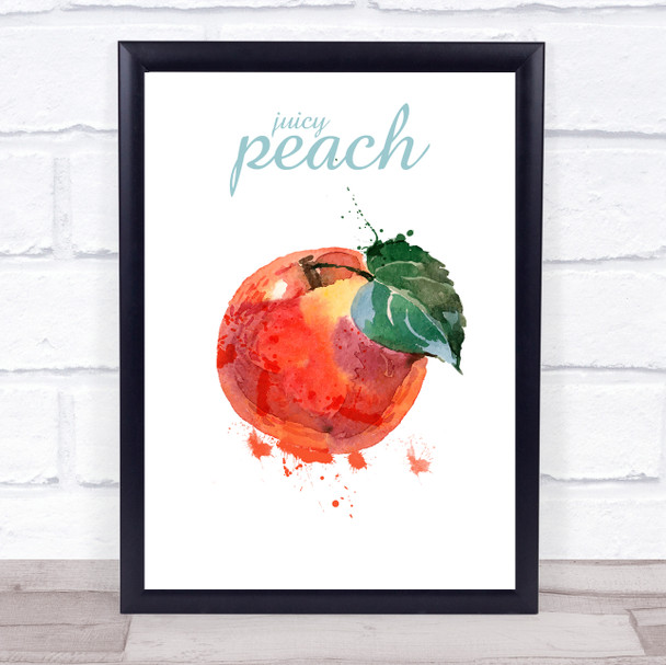 Funny Fruit Juicy Peach Watercolour Wall Art Print