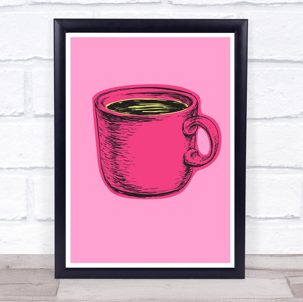 Coffee Cup Pop Art Magenta Pink Wall Art Print