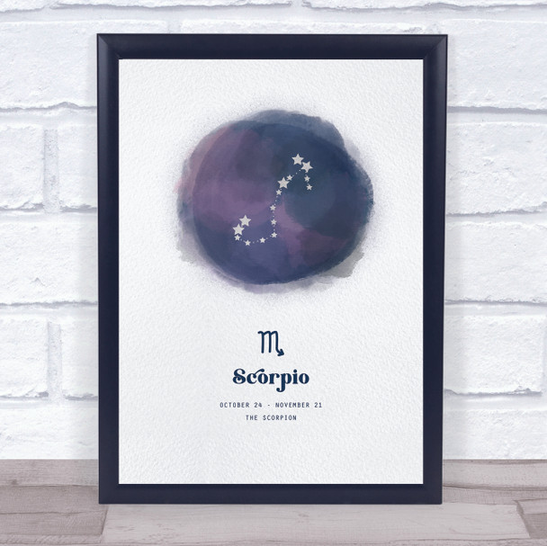Scorpio Zodiac Star Sign Star Watercolour Blue Wall Art Print Scorpio Zodiac Star Sign Star Watercolour Blue Wall Art Print