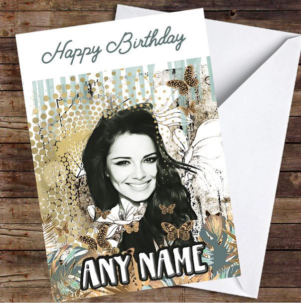 Cheryl Gold Jungle Butterflies Icon Personalised Birthday Card