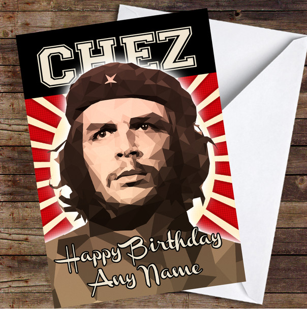 Chez Guevara Polygon Grunge Pop Art Personalised Birthday Card