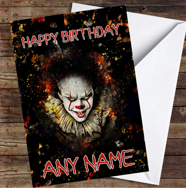 It Pennywise Clown Dark Splatter Personalised Birthday Card