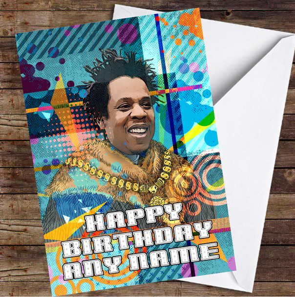 Jay Z Iconic Pop Art Colourful Personalised Birthday Card