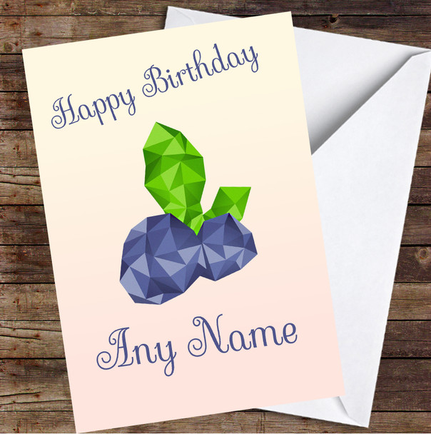 Blueberries Polygon Geometric Personalised Birthday Card