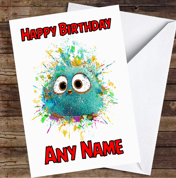 The Angry Birds Blue Bird Cute Splatter Personalised Birthday Card