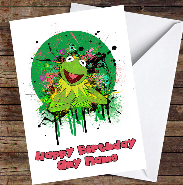 Sesame Street Kermit The Frog Splatter Personalised Birthday Card