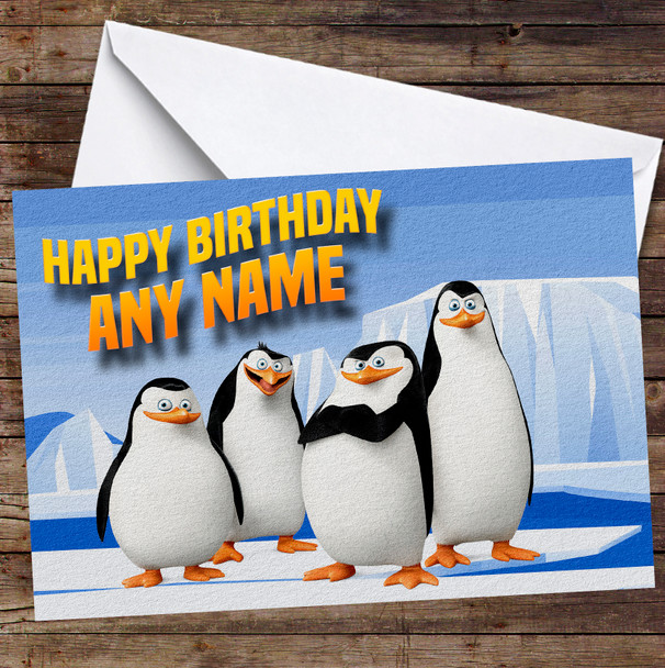 Penguins Of Madagascar Ice Personalised Birthday Card