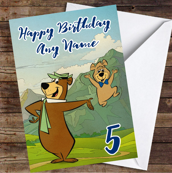 Yogi Bear Vintage Mountain Personalised Birthday Card