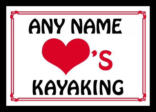 Love Heart Kayaking Personalised Mousemat