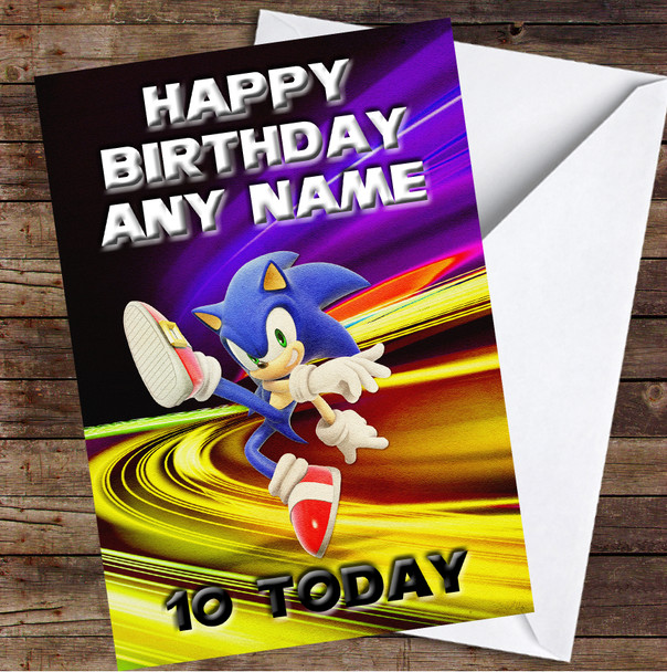 Sonic The Hedgehog Lights Personalised Birthday Card