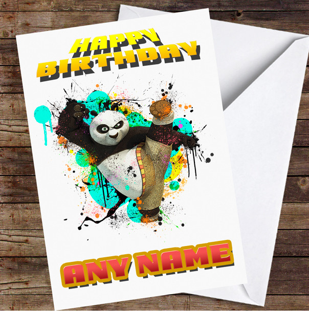 Kung Fu Panda Splatter Personalised Birthday Card
