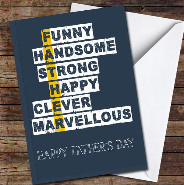 Father Descriptive Word Art Personalised Father's Day Greetings Card