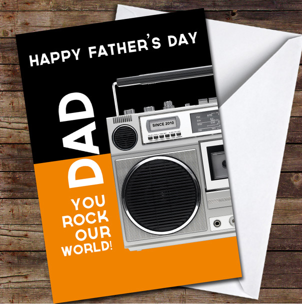 Music Speaker Dad You Rock Personalised Father's Day Greetings Card