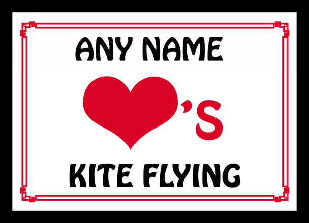 Love Heart Kite Flying Personalised Mousemat
