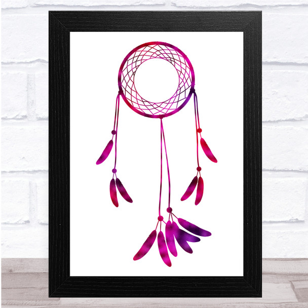 Pretty Pink Purple Watercolour Dreamcatcher Wall Art Print