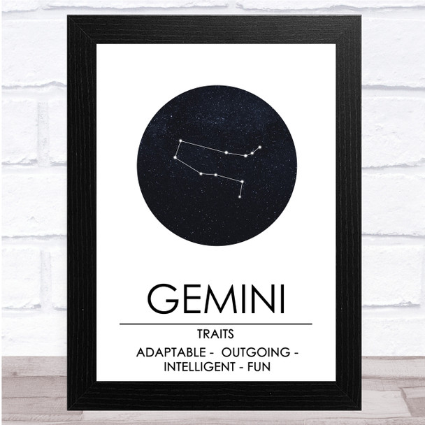 Zodiac Star Sign Constellation Gemini Wall Art Print