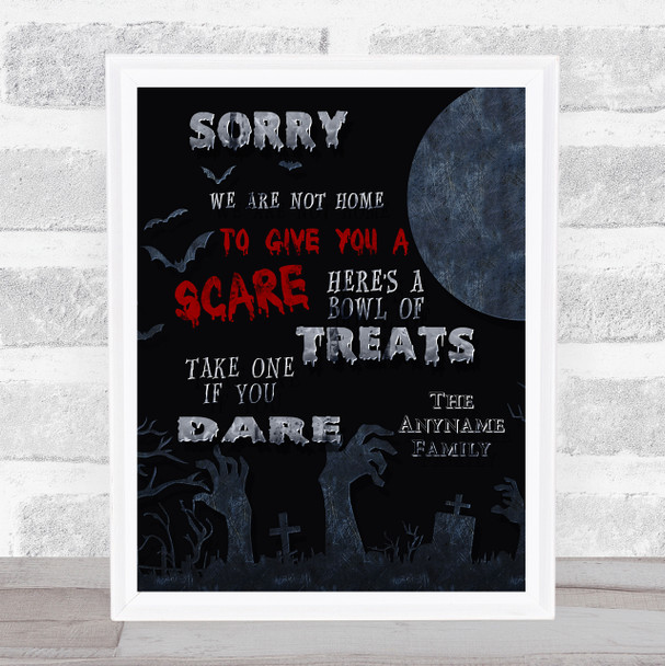 Treats Poem Graveyard Moon Halloween Wall Art Print