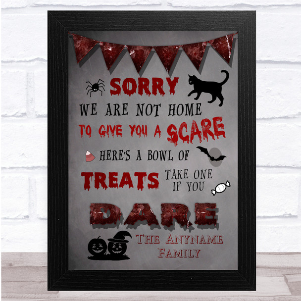 Sorry We Are Not Home Grey And Red Halloween Wall Art Print