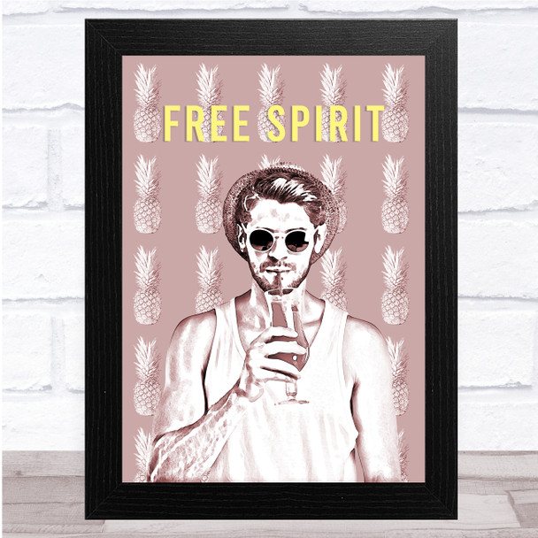 Free Spirit Man Pineapple Repeat Cocktail Wall Art Print