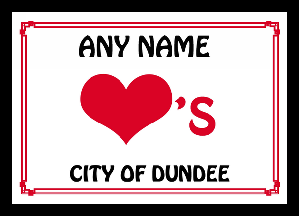 Love Heart City Of Dundee Personalised Mousemat