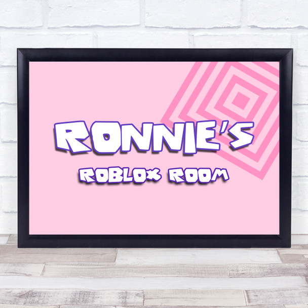 Roblox Pink Square Pattern Any Name Personalised Wall Art Print