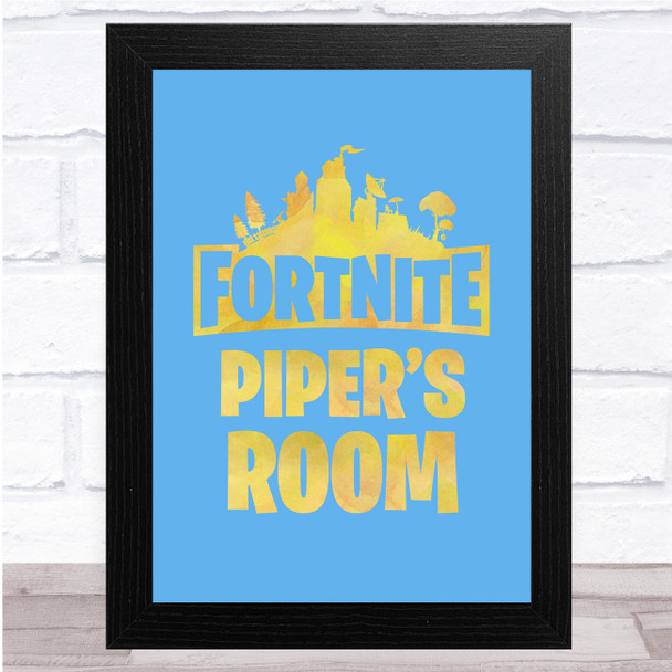Set Fortnite City Personalised Yellow Blue Personalised Wall Art Print